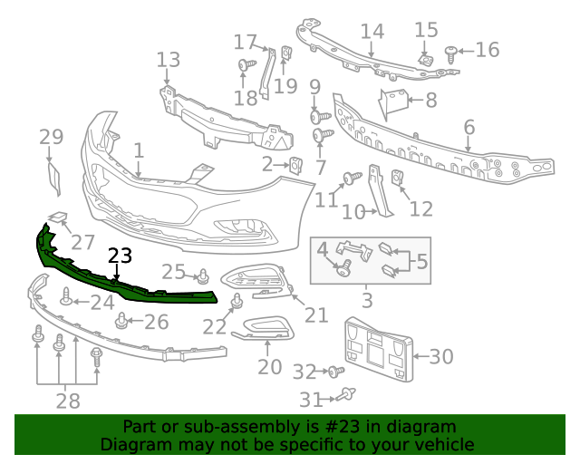 20162018 Chevrolet Cruze Front Lower Bumper Cover 84095934 GM