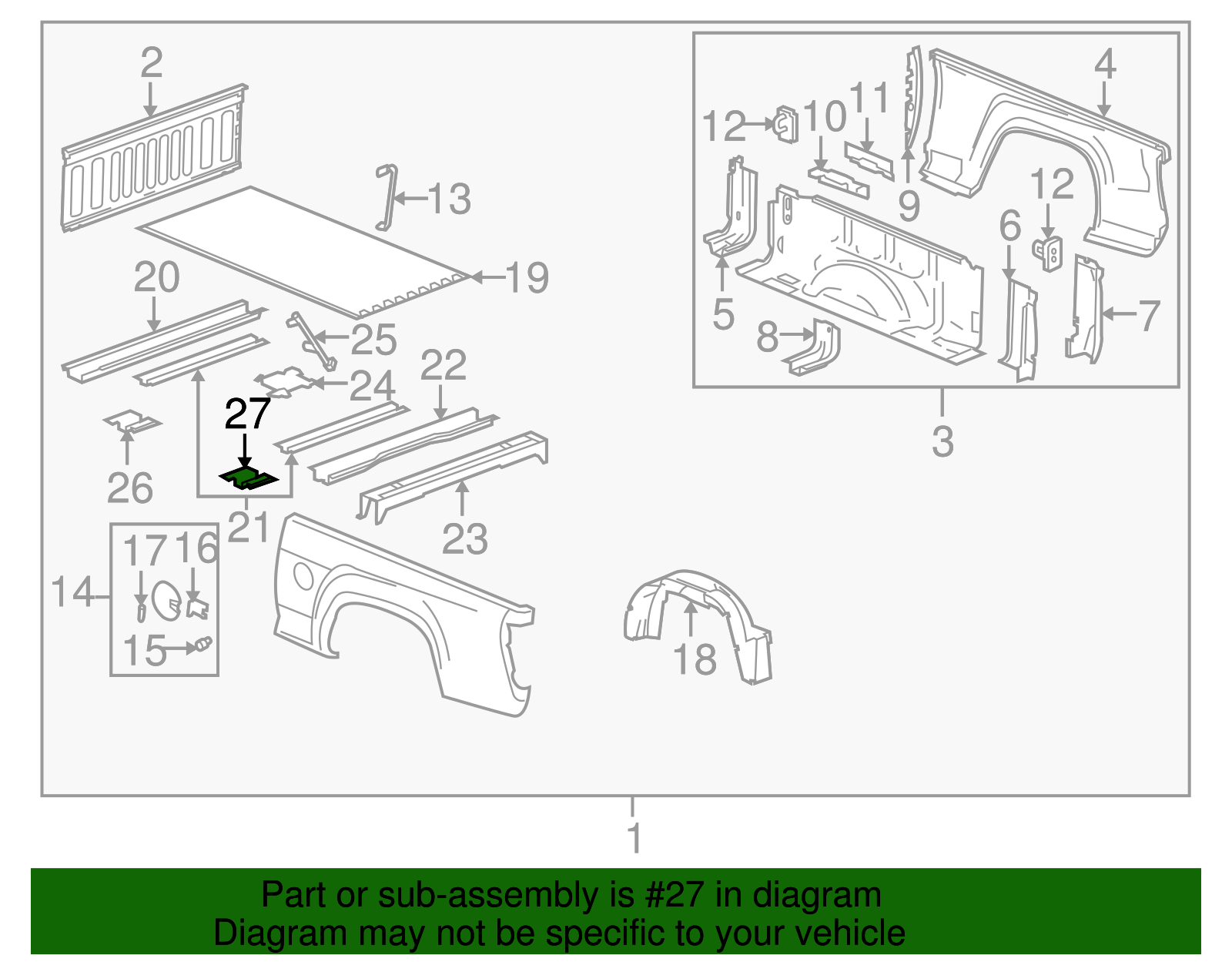 Pickup Box Platform Number 3 Cross Sill Reinforcement - GM (97248710)