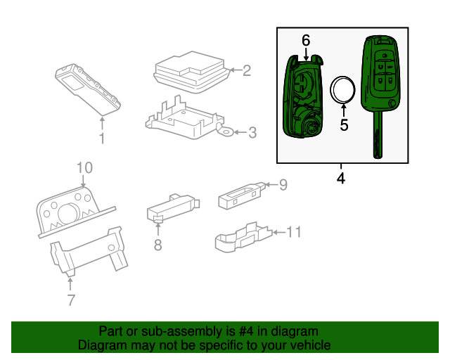 20192022 Chevrolet Trax Keyless Entry Transmitter with Folding Key