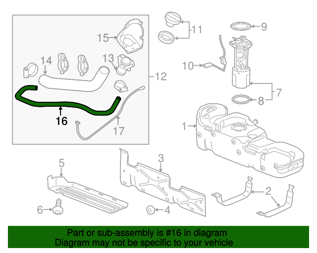20122014 GM Fuel Tank Filler Vent Hose 20933031 GM Parts Center