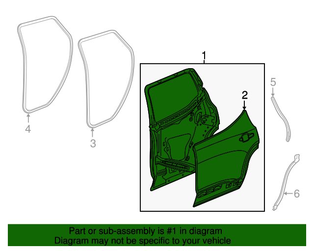 20172022 GMC Acadia Rear Driver Side Door Assembly 84560813 GM Parts