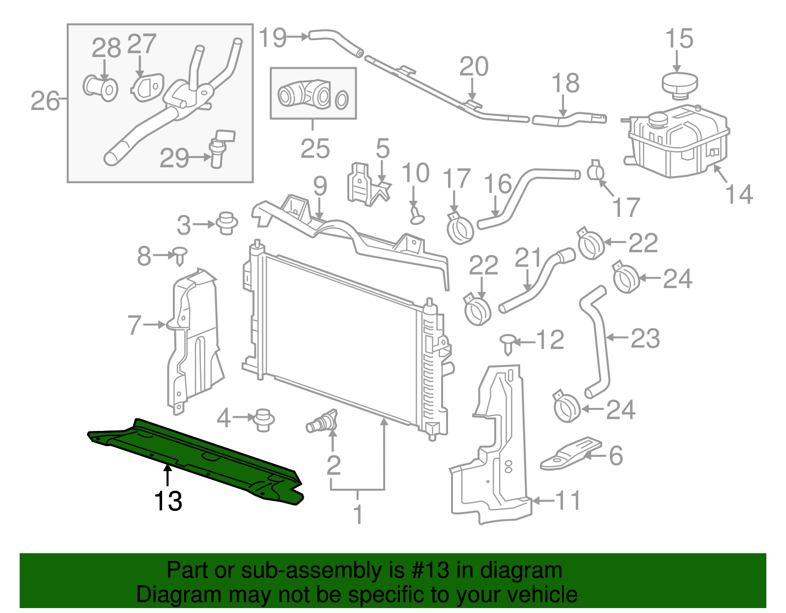 Radiator Air Lower Deflector - Cadillac (84108543)