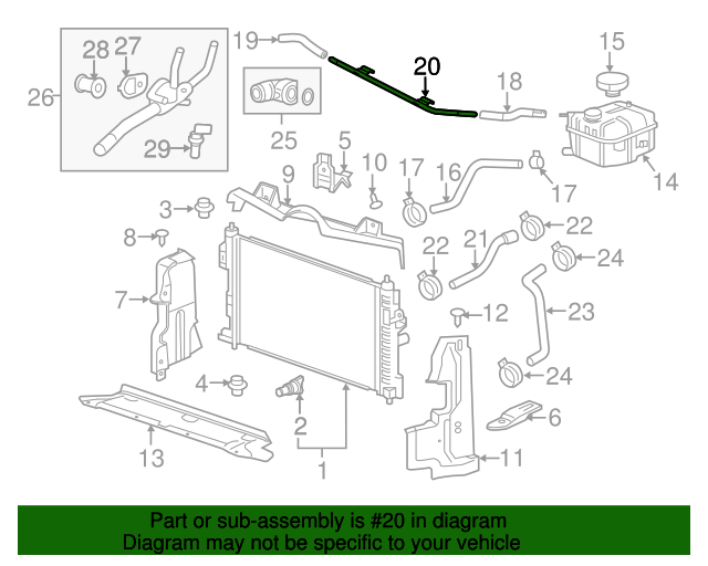 20142019 Cadillac XTS Engine Coolant Air Bleed Pipe 12638449 GM