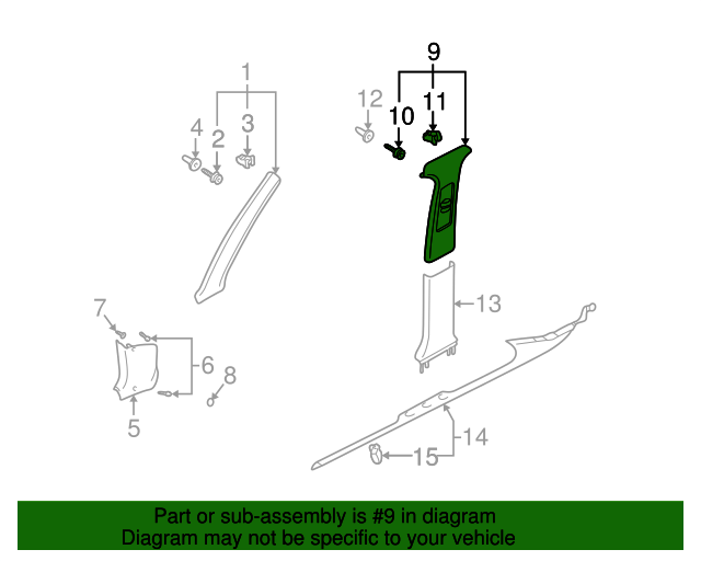 Upper Center Pillar Trim 3B0-868-418-M-3U5