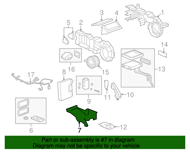 20082009 Hummer H2 Auxiliary Air Conditioning Evaporator and Blower Lower Case 19130375