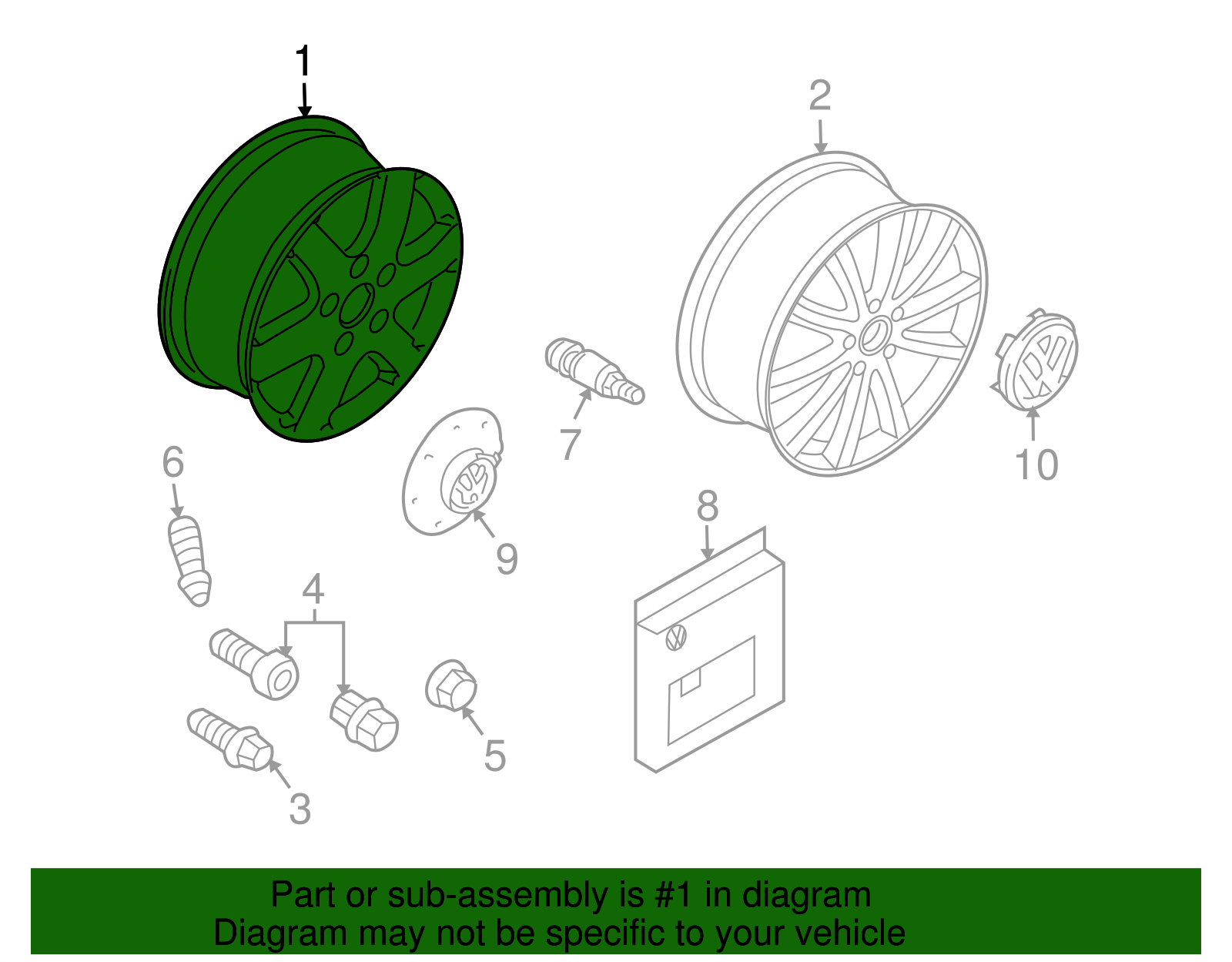 Wheel, Alloy - Volkswagen (7L6-601-025-AP-8Z8)