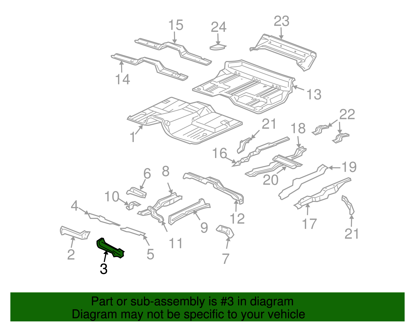 Driver Side Number 1 Underbody Cross Sill with Brackets - GM (88944231)