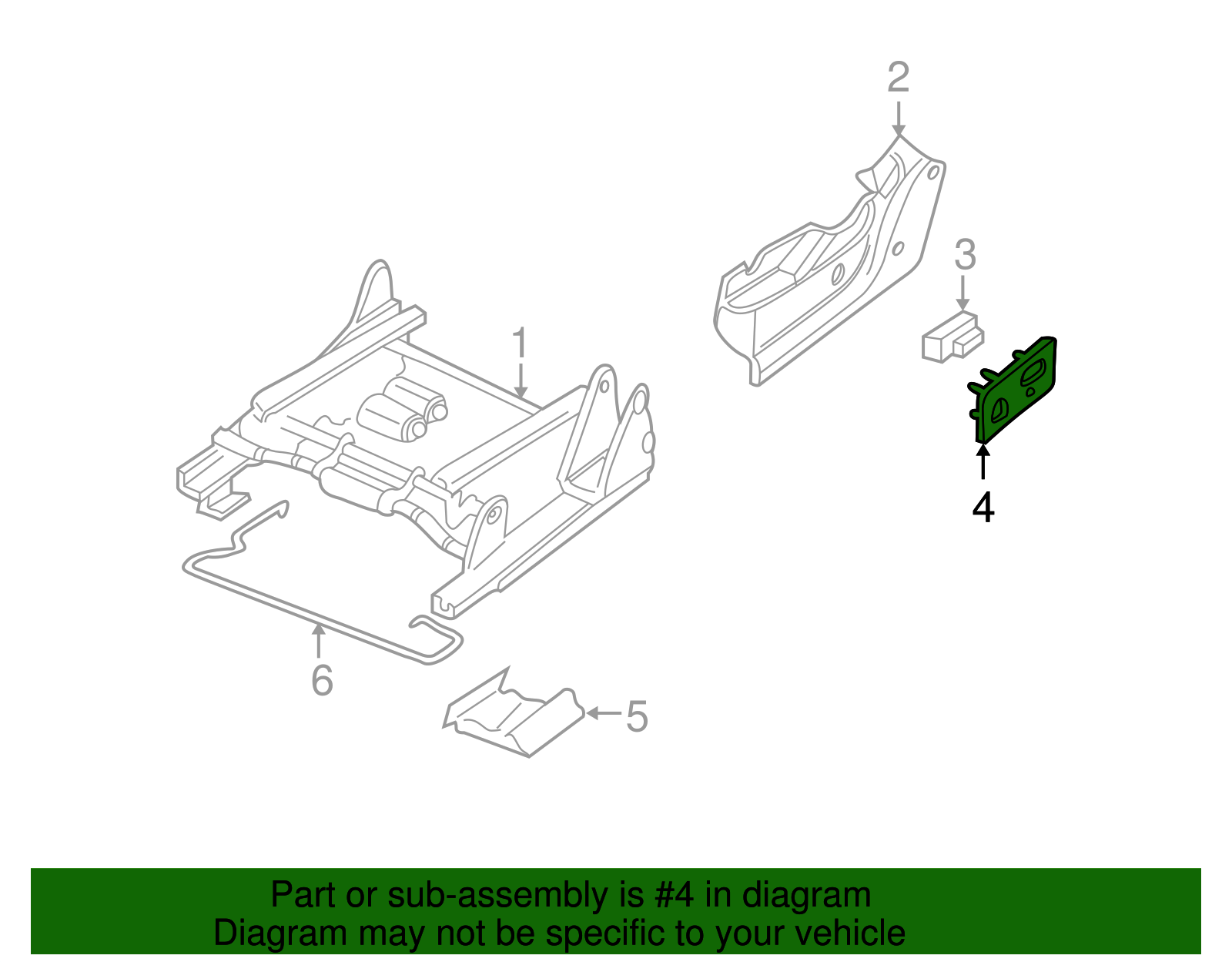 Very Dark Pewter Front Seat Adjuster Switch Bezel - GM (88941672)