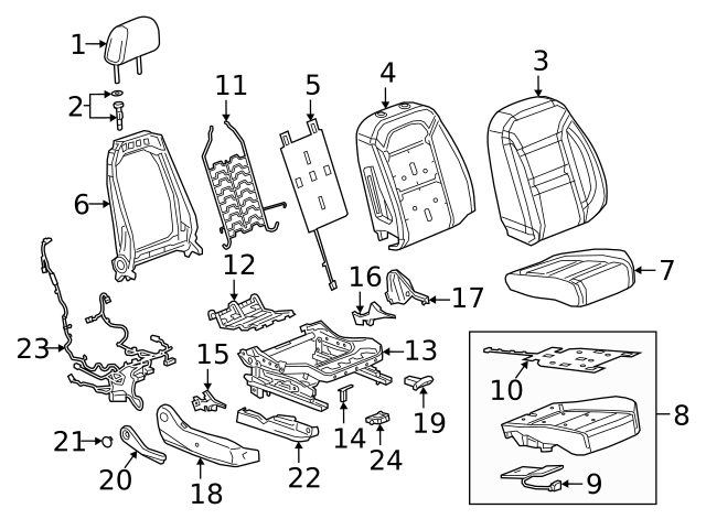 2019 Chevrolet Blazer Front Passenger Side Seat Wiring Harness  