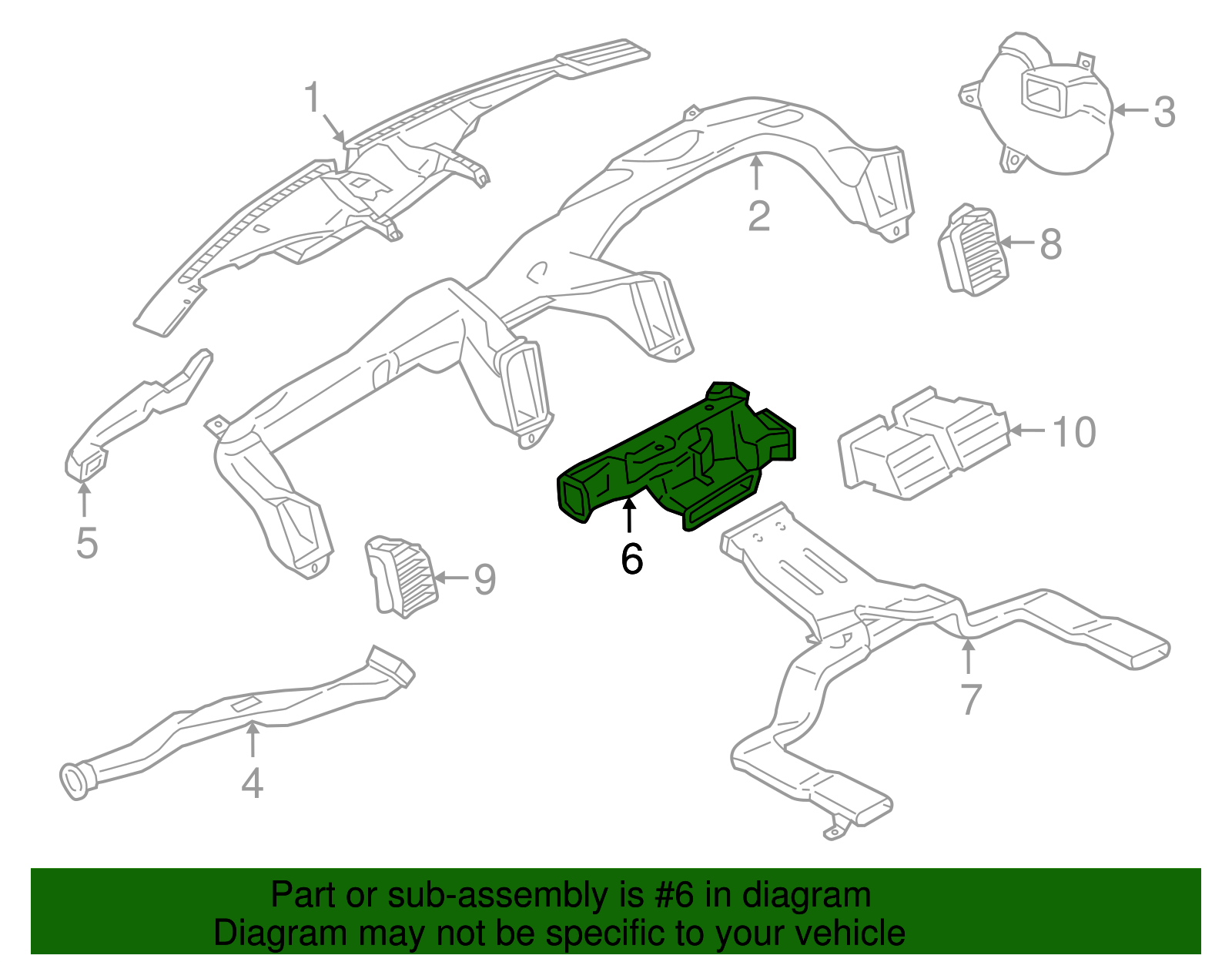 Center Duct - Ford (GL3Z-18490-A)