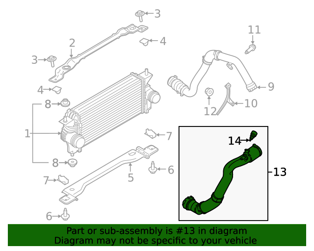 2021 Ford F150 OEM InterCooler Hose ML3Z6F073A OEM Ford Parts