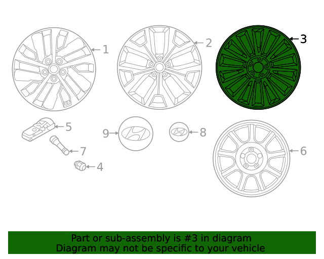 20202022 Hyundai Palisade Wheel, Alloy 52910S8330 QuirkParts