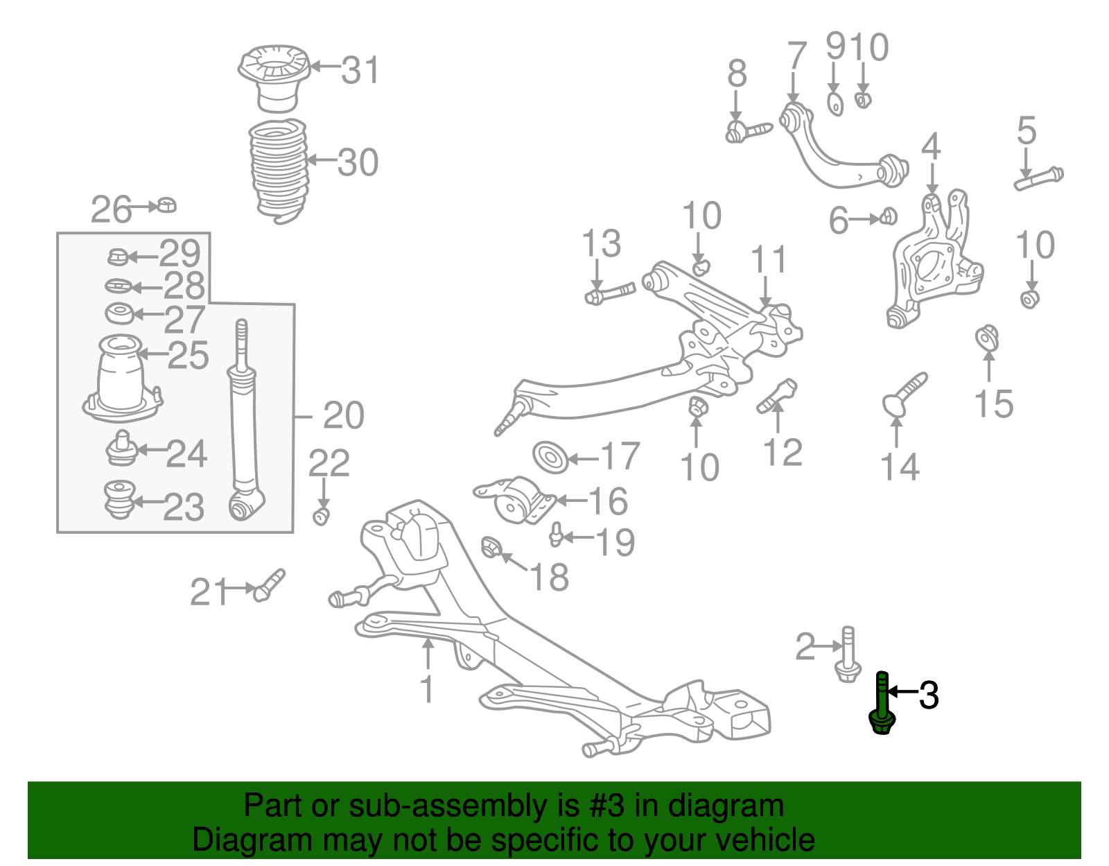 Suspension Cross-Member Rear Bolt - Scion (90119-14098)