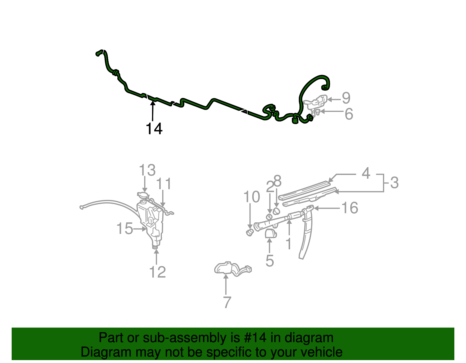 Hose Assembly, R/Wdo Wa Pump - GM (88986897)