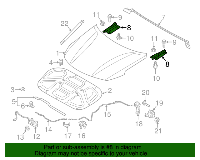 2016-2020 Kia Optima Hood Latch Assembly 81130-D5010 Kia OEM