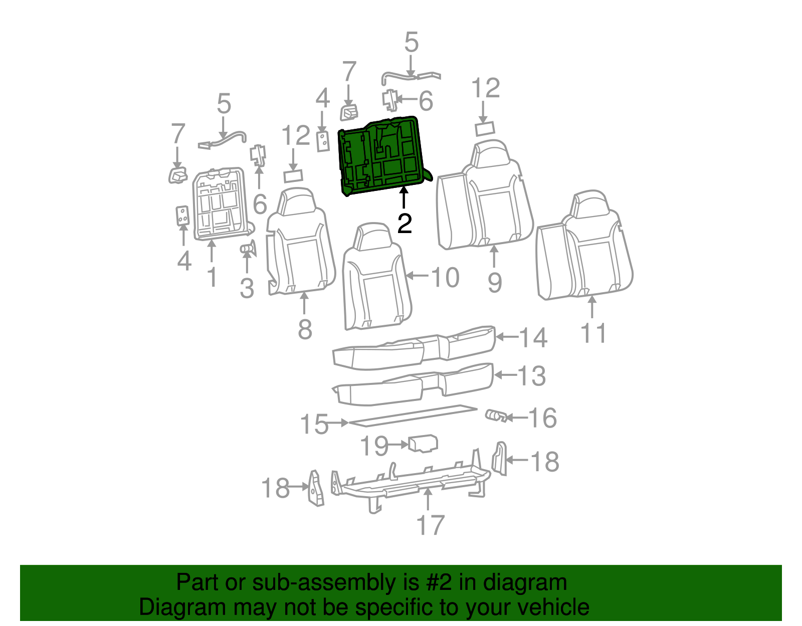 Rear Driver Side Seat Back Frame - GM (89041329)