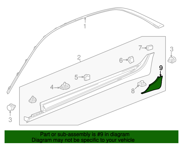 20182019 Cadillac CTS Passenger Side Rocker Panel Molding Protective