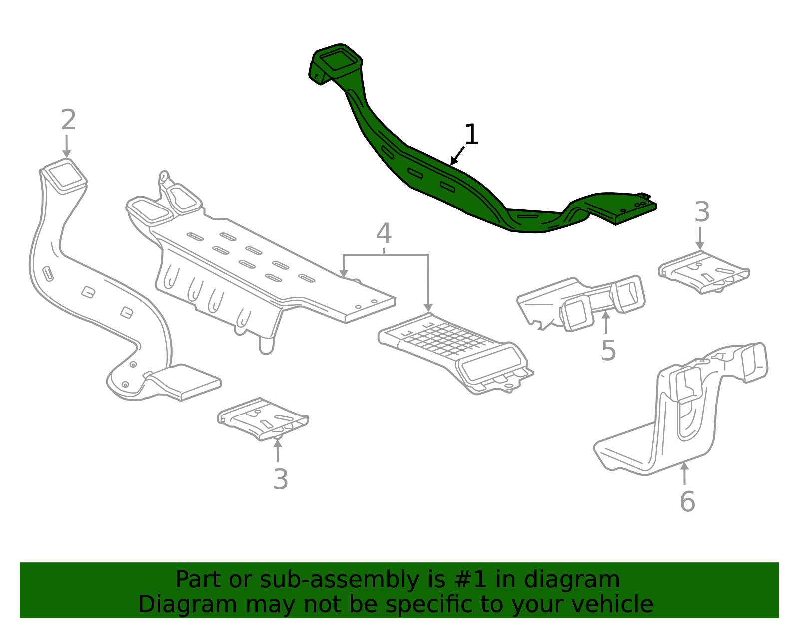 Passenger Side Floor Rear Air Outlet Duct - GM (84454723)