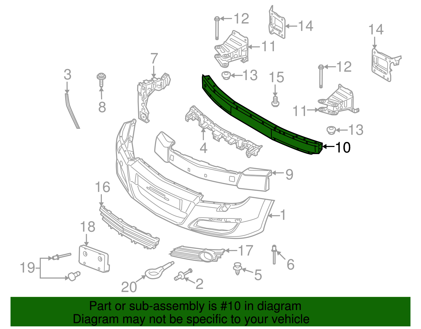 Front Bumper Impact Bar - GM (93357561)