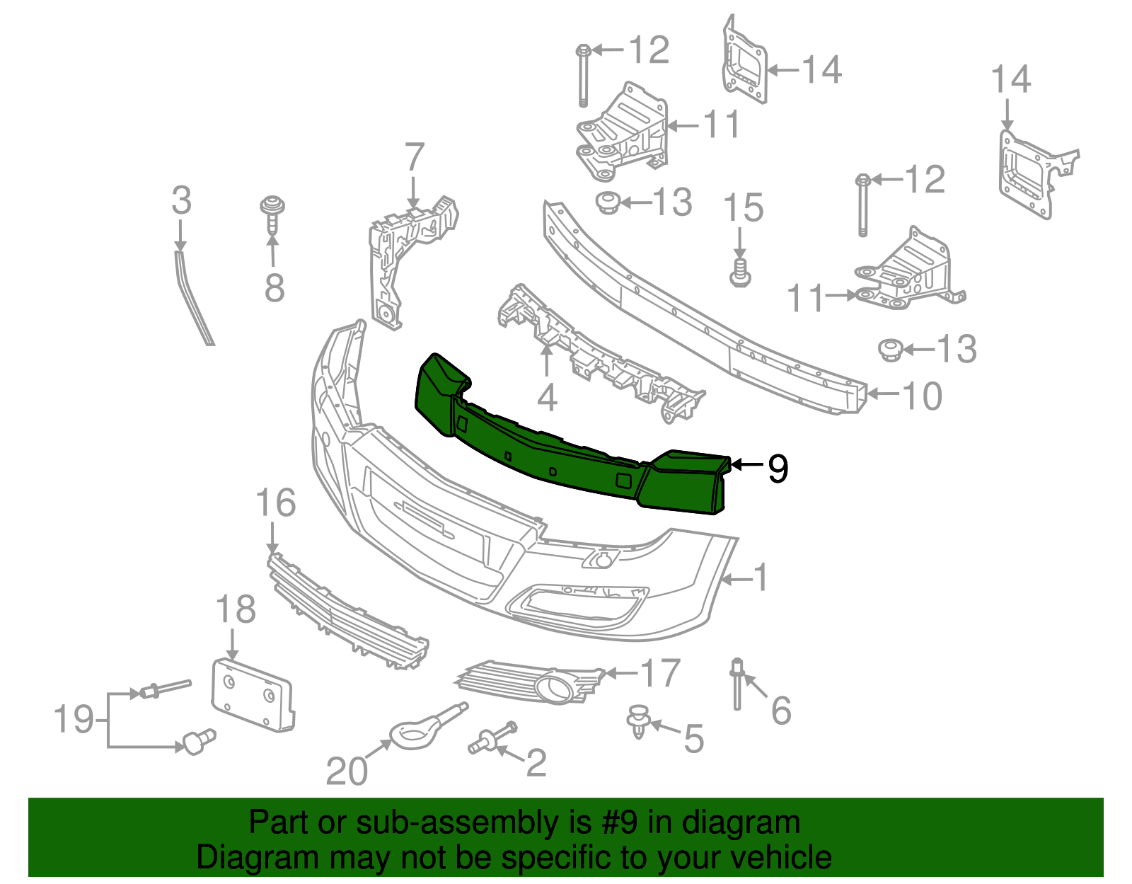 Front Bumper Energy Absorber - GM (93357704)