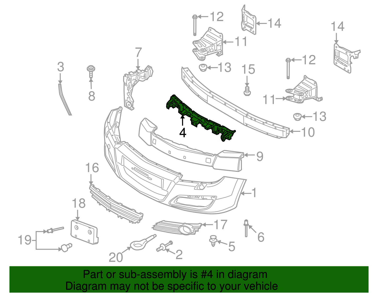 Support, Front Bpr Fascia Center - GM (93357709)