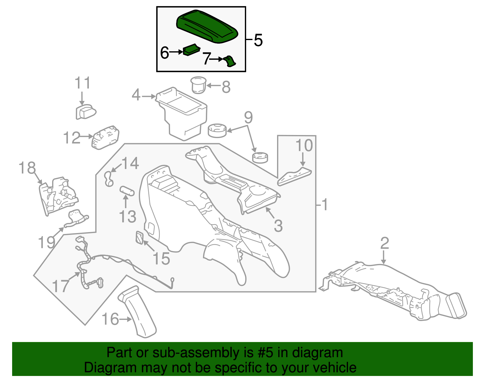 Ebony Front Floor Console Armrest - GM (89045003)