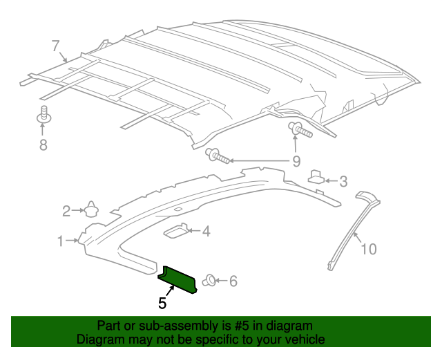 84171869 GM Driver Side Folding Top Side Rail Garnish Molding GM