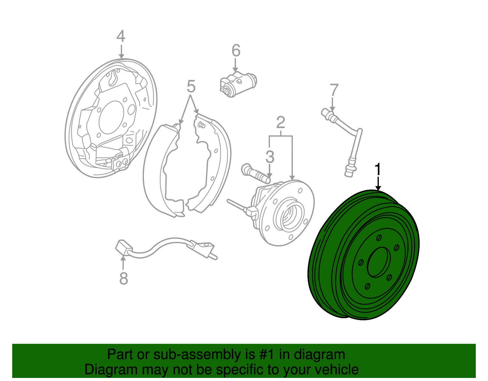 Drum Assembly, Rear Brake - GM (10306594)