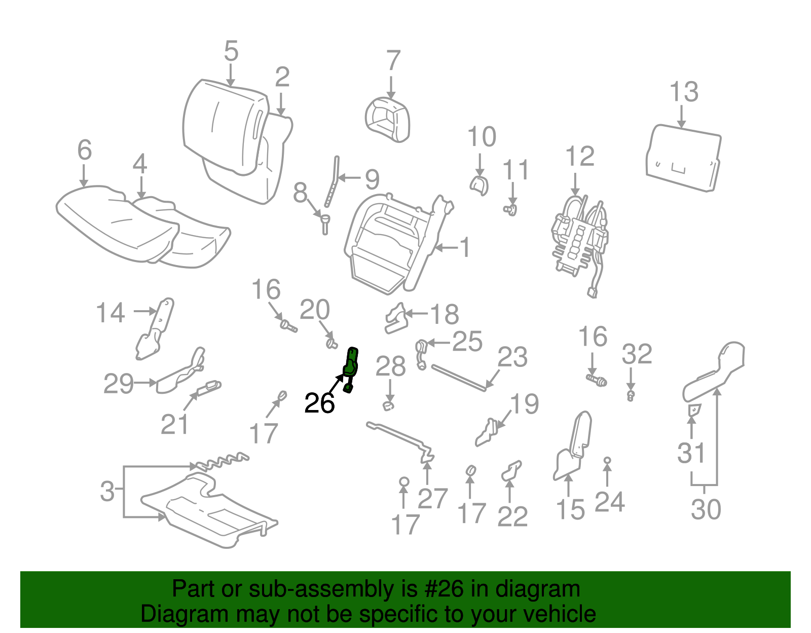 Front Seat Recliner Actuator Motor - GM (88895705)