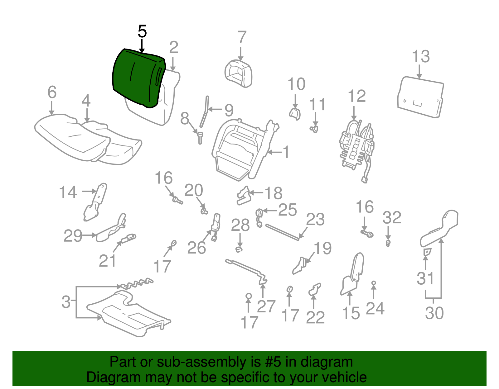 Cover Assembly, P/Seat Black Cushion *Med Neutra*Neutral - GM (88949212)