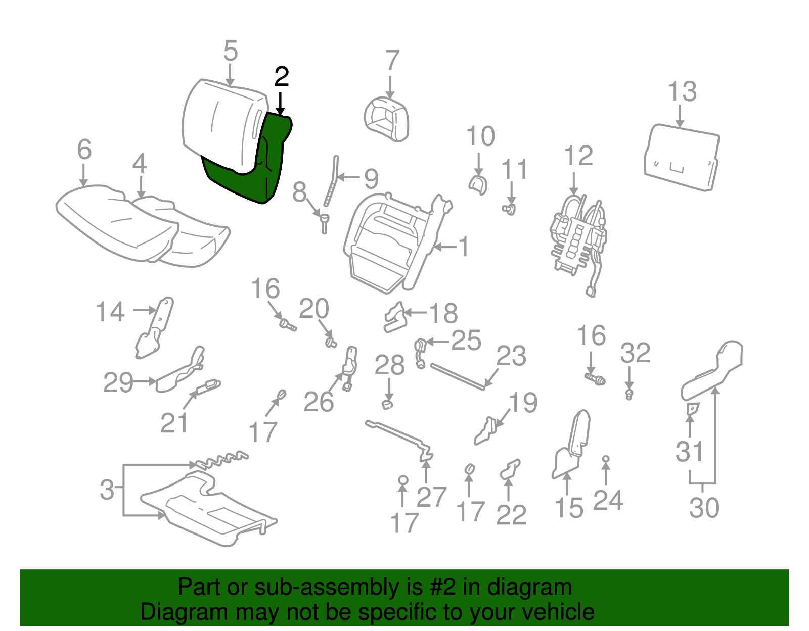 Pad Assembly, D/Seat Black Cushion - GM (88897775)