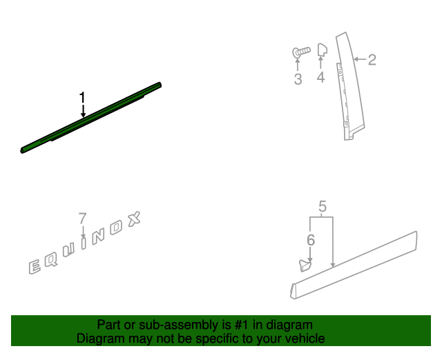 20182023 GM Bright Front Driver Side Door Window Belt Reveal Molding