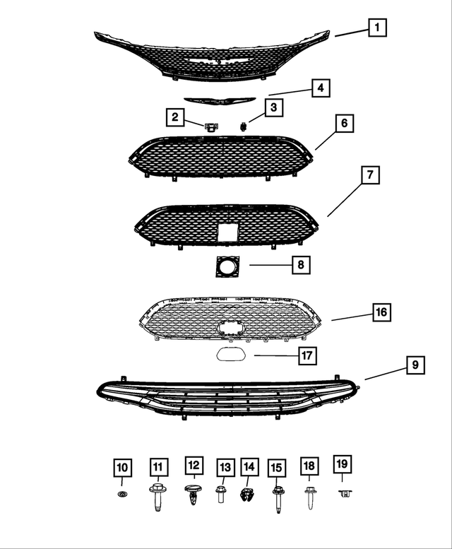 2020 Chrysler Lower Grille 6WQ89RXFAA My Mopar Parts