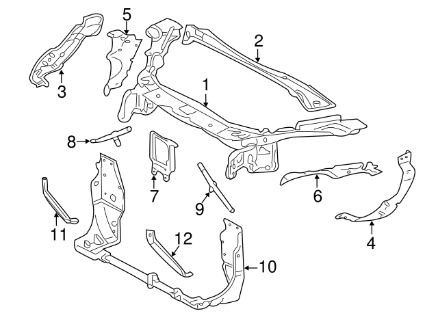 230-628-01-07 - Radiator Support Panel Reinforcement 2003-2008 Mercedes ...