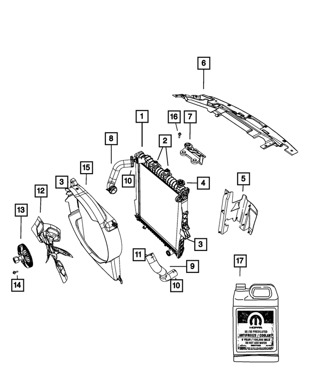 52028998AE ShroudRadiator Shroud 20042009 Mopar Detroit Mopar Parts