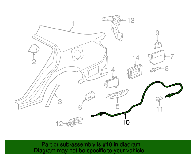 20122017 Toyota Camry Fuel Filler Door Release Cable 7703506181