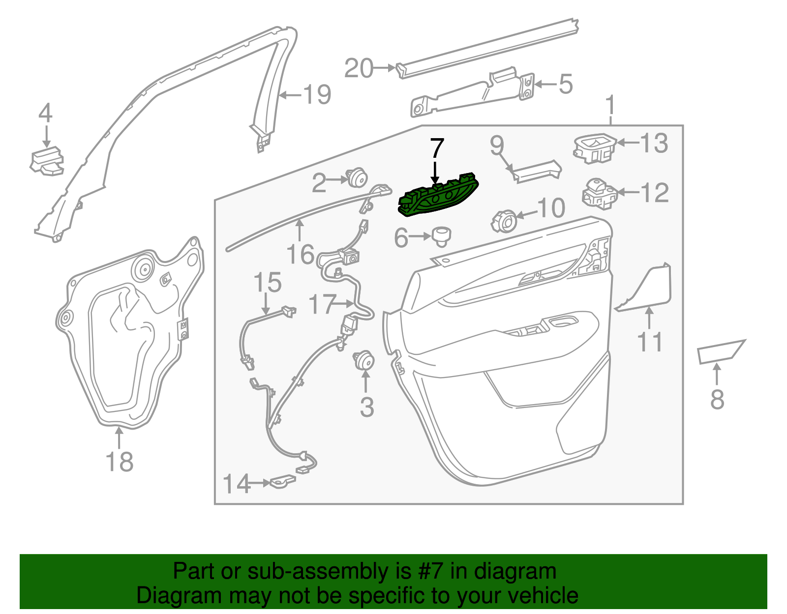 Titanium Rear Passenger Side Door Inside Handle - GM (84027090)
