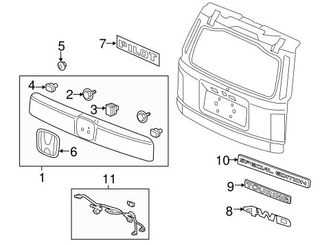 Exterior Trim - Lift Gate for 2014 Honda Pilot Honda Parts Hub