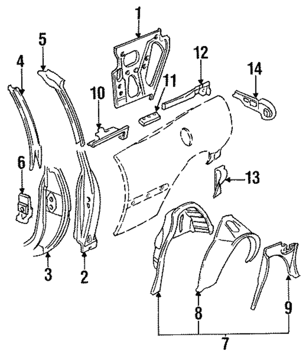 Outer Wheelhouse Reinforcement - GM (25660141)