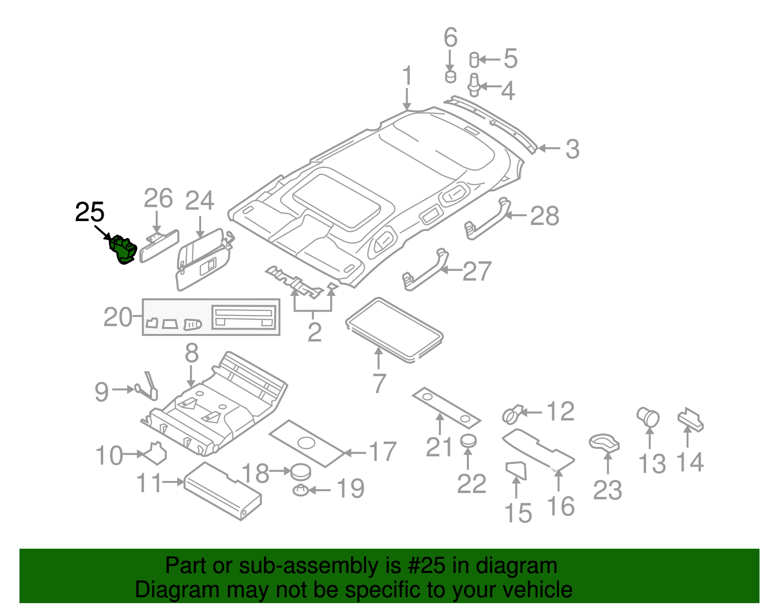 Sun-Visor Bracket - Volkswagen (7L0-857-562-3W5)