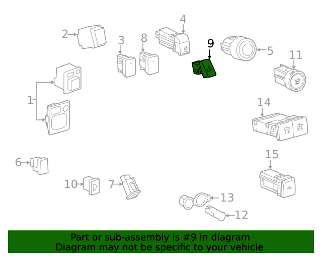 20182021 Toyota Sequoia Hazard Switch 843320C020 Toyota Parts Center
