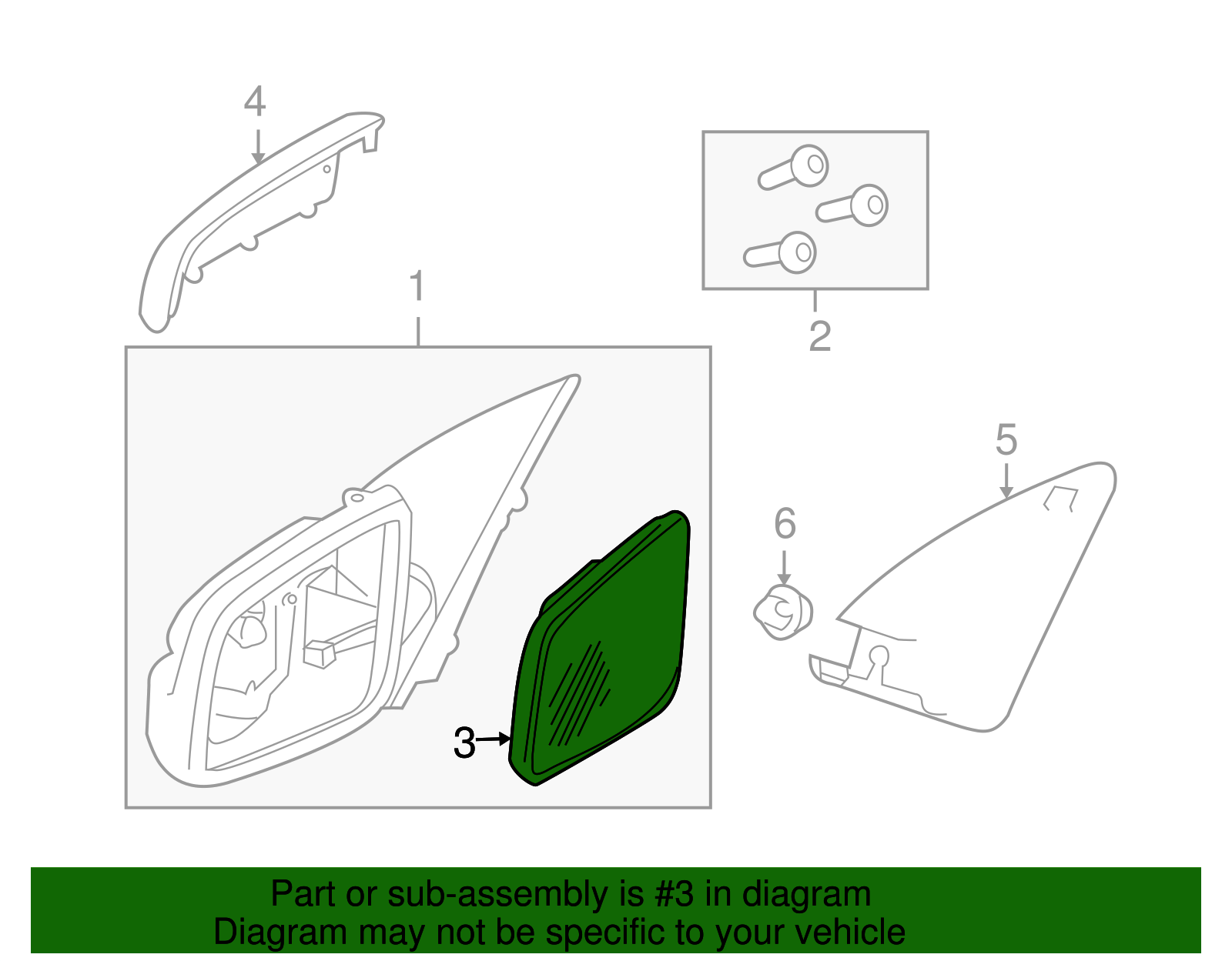 Glass, O/S Rear View Mirror (W/Bkg Plate) - GM (92214580)