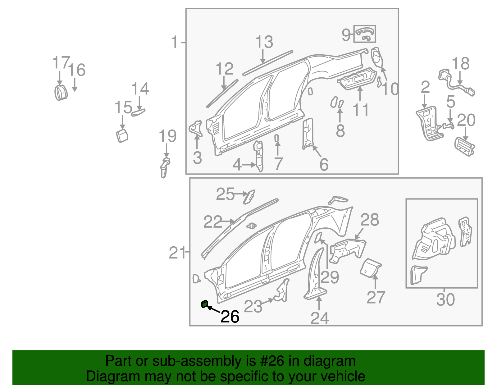 Driver Side Door Hinge Bushing - Buick (25729472)