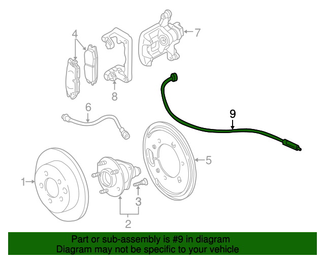 20002010 GM Rear Driver Side Parking Brake Cable Assembly 15242626