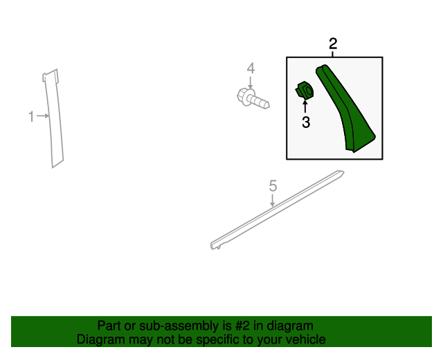 OEM 20152020 Honda Fit Garnish, R Rear Door Pillar 72721T5RA01
