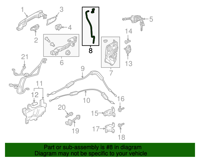 Genuine Honda 72153-T0A-305 Left Front Door Latch Rod Set Genuine Honda 72153-T0A-305 Left Front Door Latch Rod Set