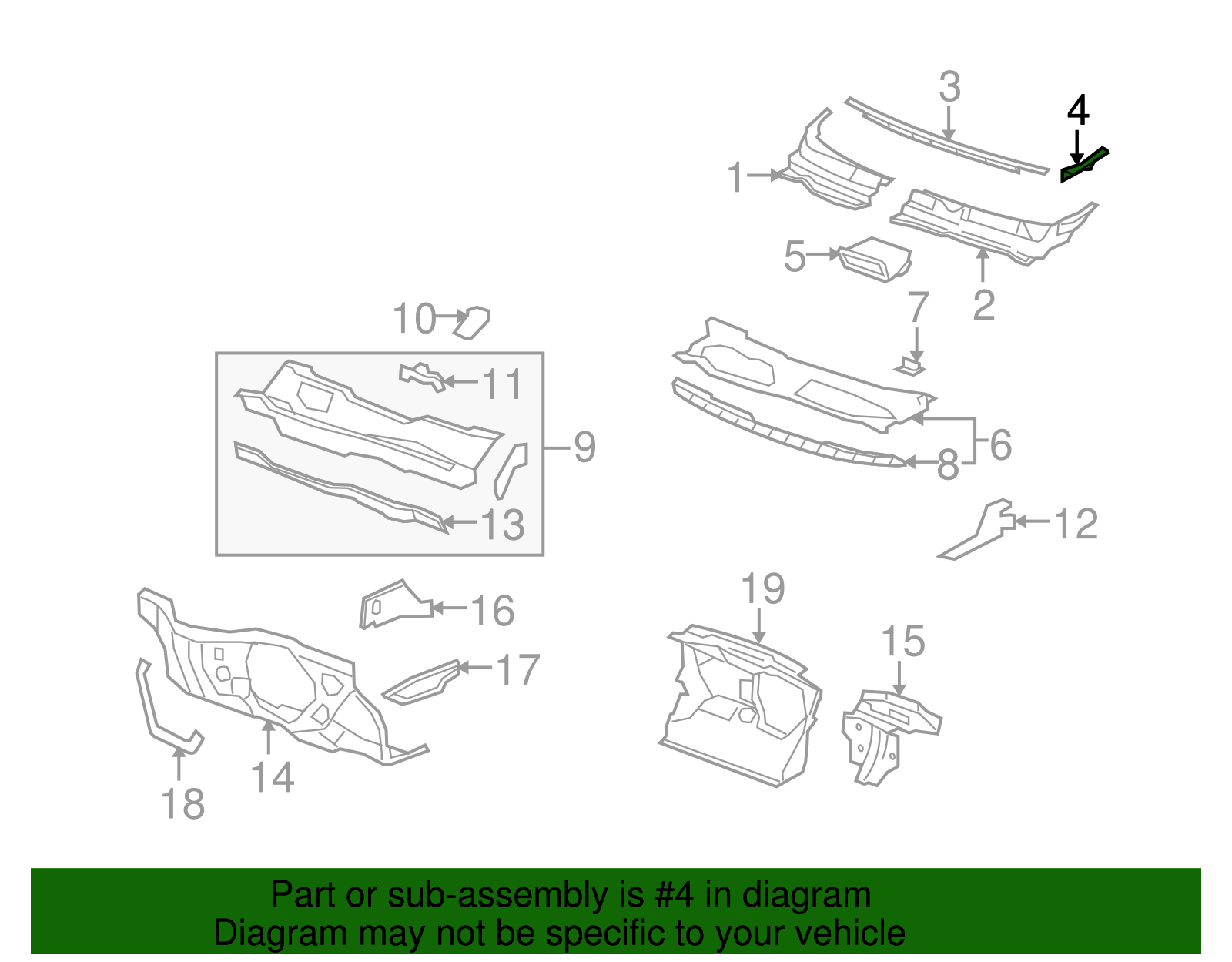 Passenger Side Air Inlet Grille Panel Side Seal - GM (96624541)