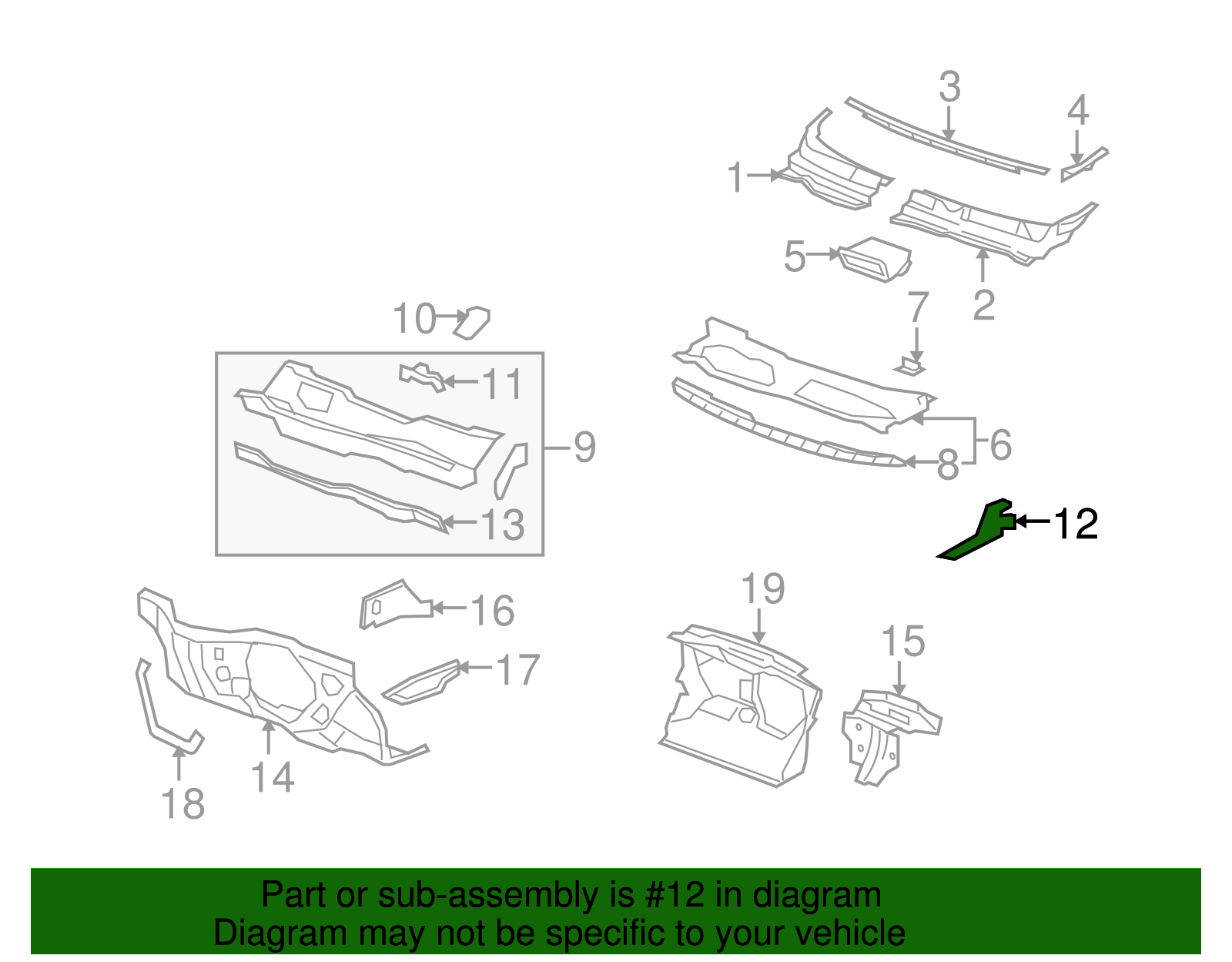 Passenger Side Upper Plenum Extension with Nut - GM (96810710)