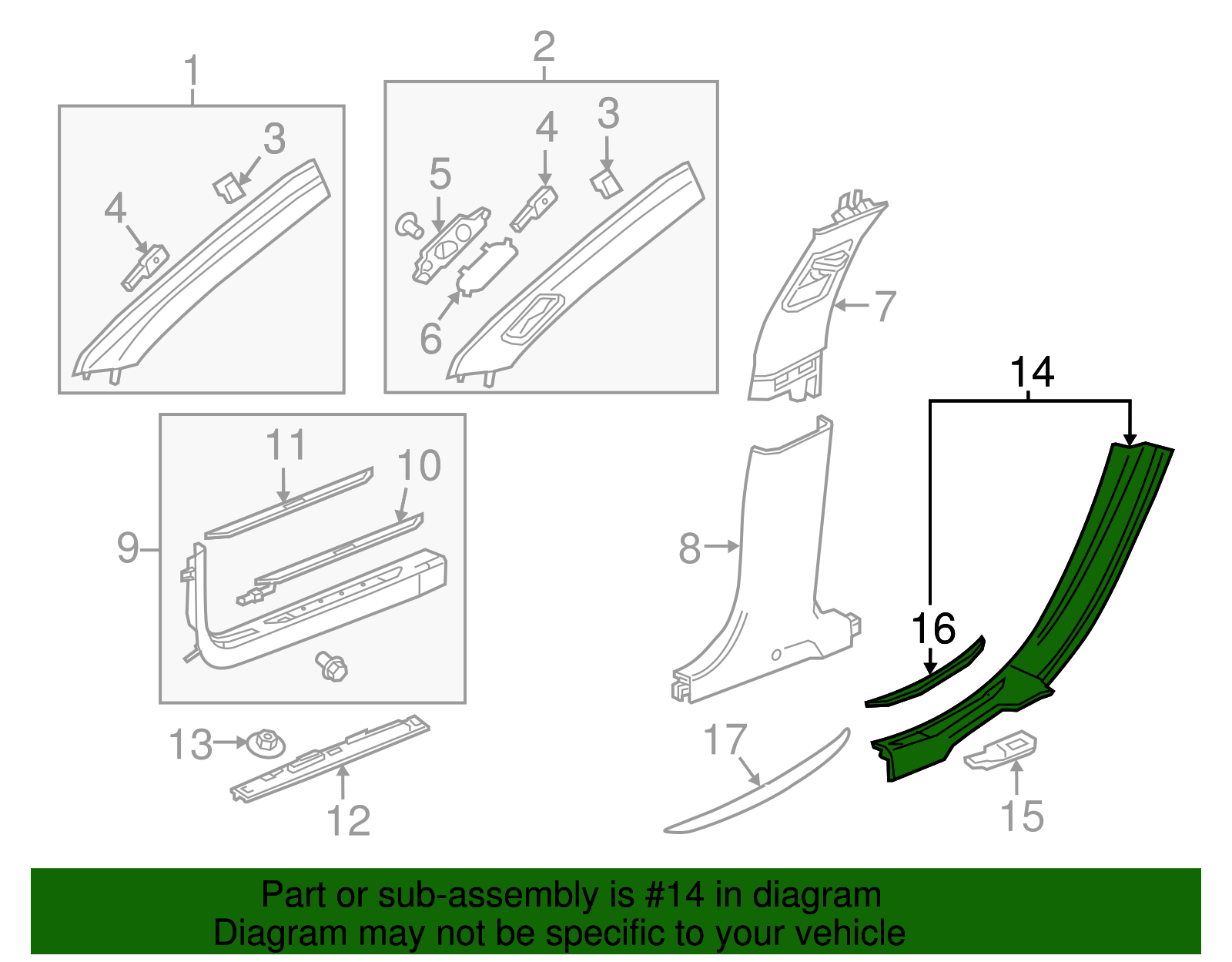 Light Neutral Passenger Side Body Lock Pillar Garnish Molding - GM (84072192)
