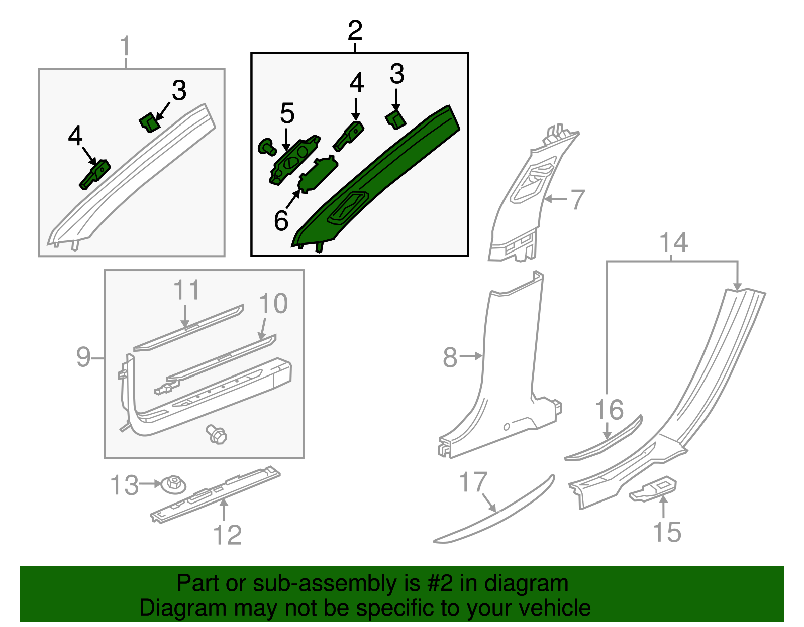 Light Platinum Driver Side Windshield Garnish Molding - GM (84041186)